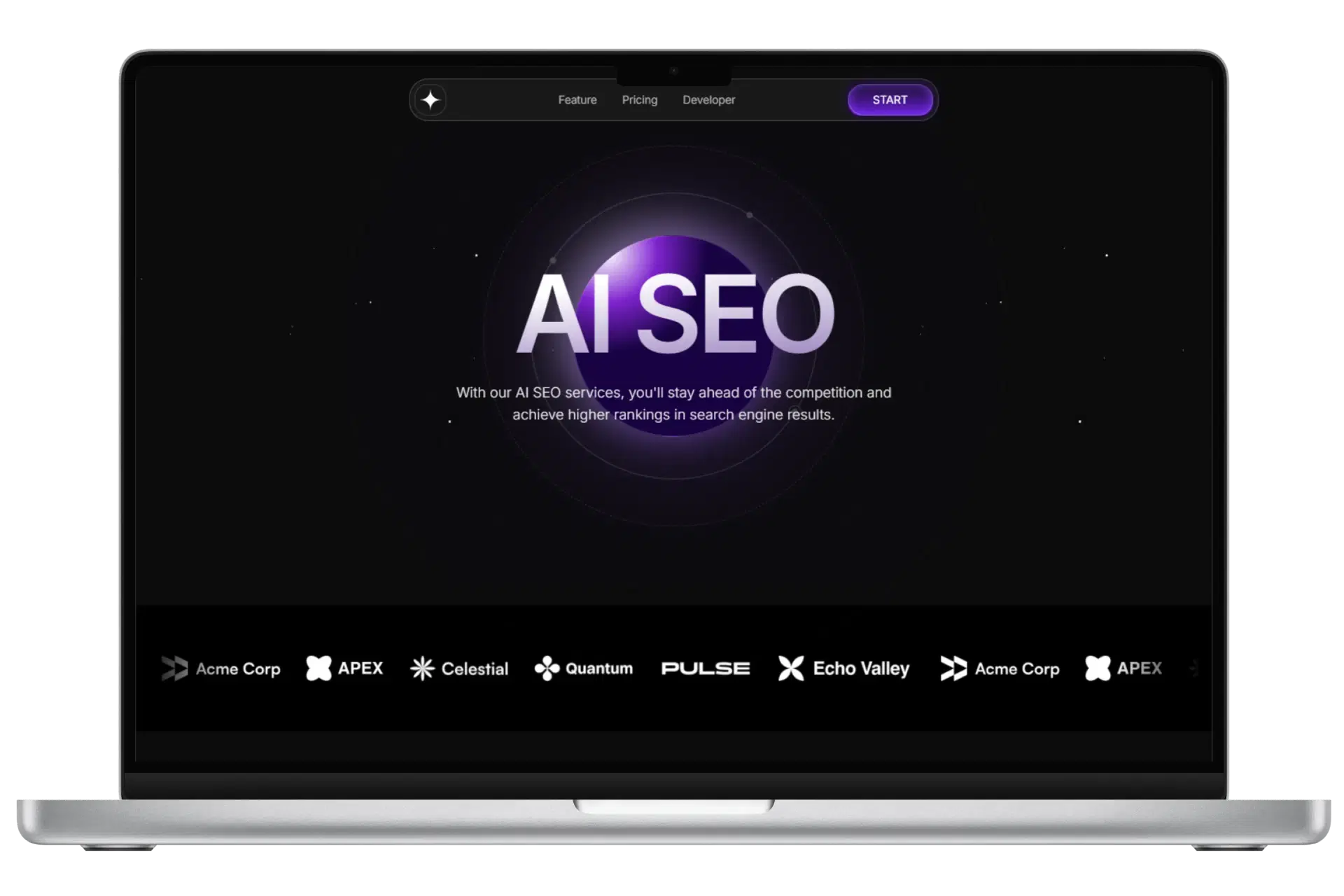 AI SEO Landing Page mockup